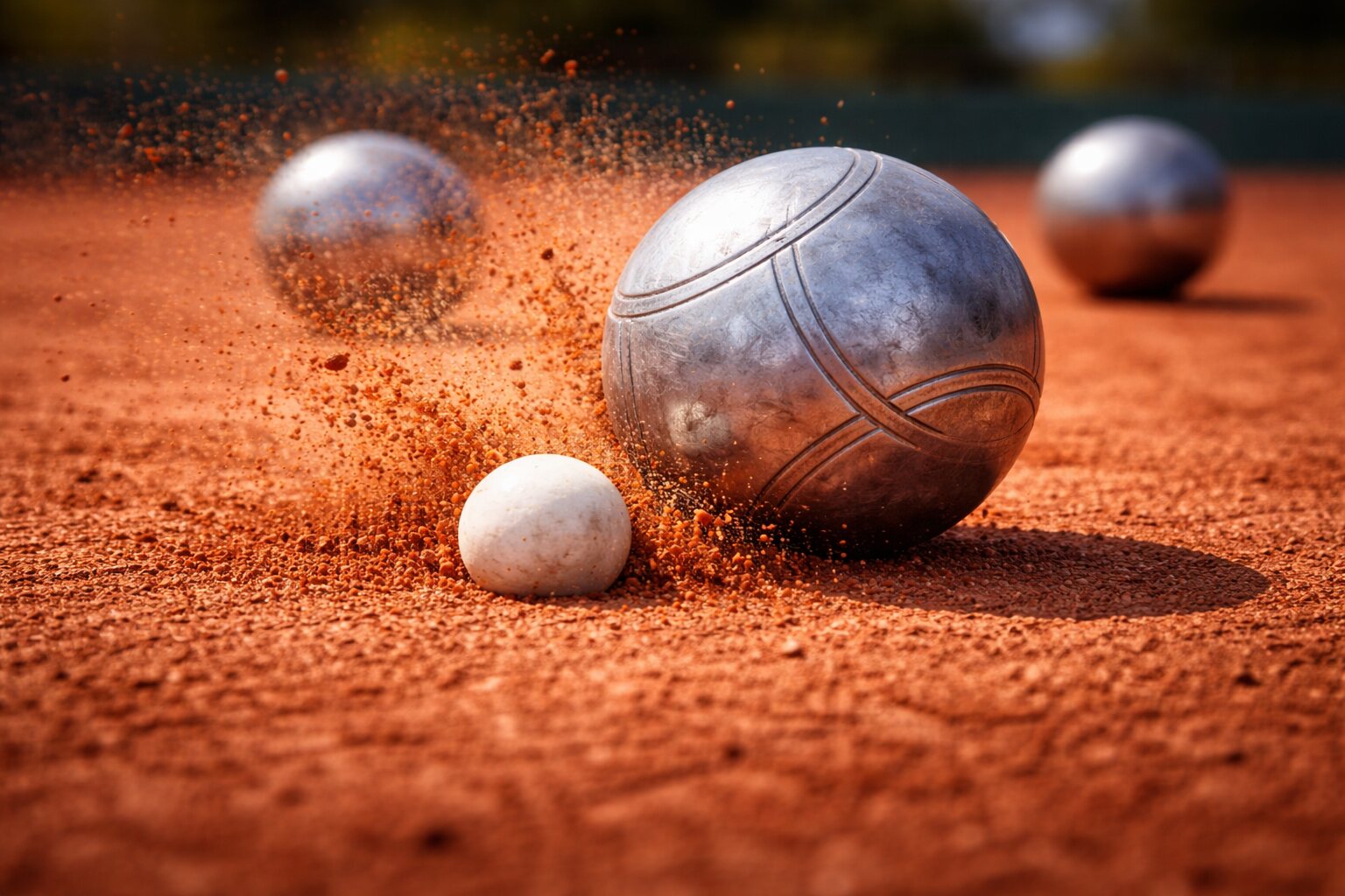 Boule-Kugeln auf rotem Platz